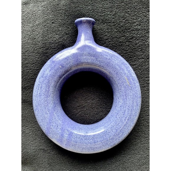 Vintage "The Potter's House" Folk Art Glazed Pottery Ring Flask Bottle - Picture 6 of 11